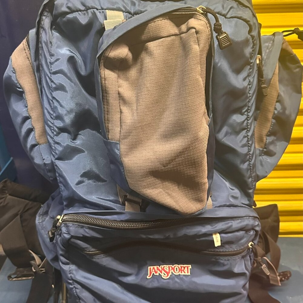 JanSport Blue Rainier External Frame Hiking Backpack